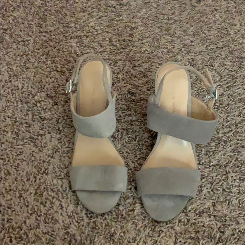 Gray suede heels